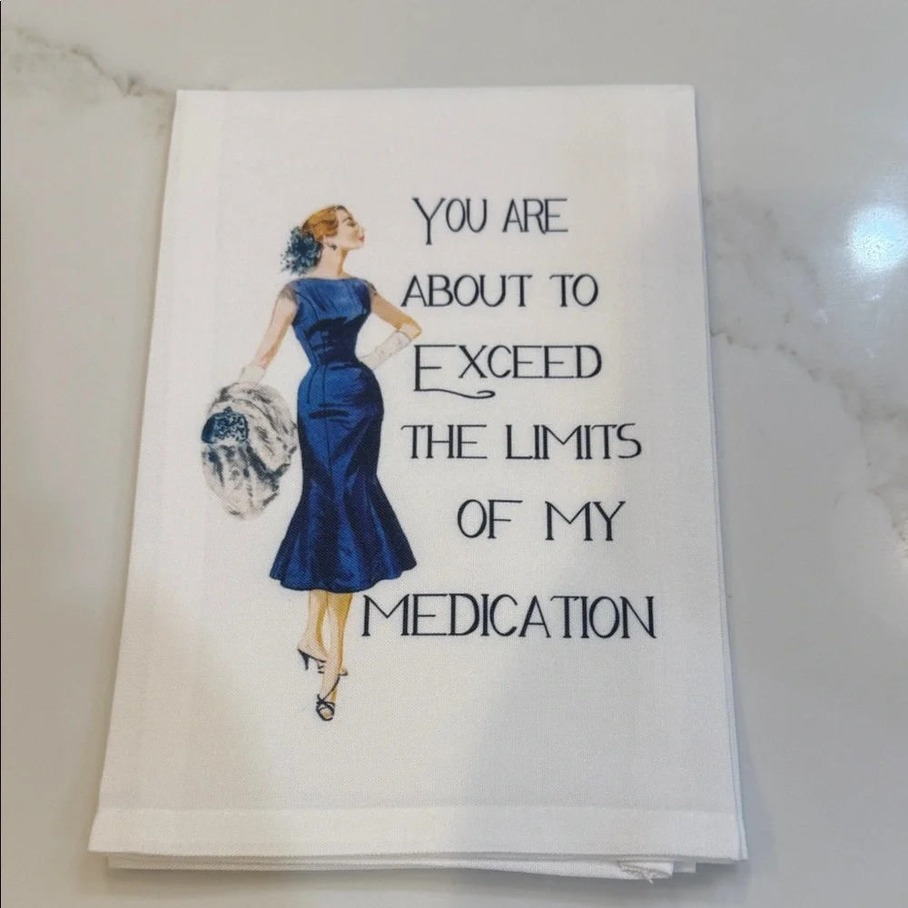 Funny Sarcastic retro look Chic White and Blue Hand Towel